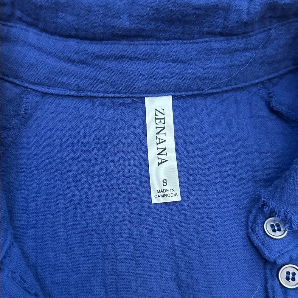 Zenana Outfitters Royal Blue Button-Up Shirt Dress - Picture 3 of 5